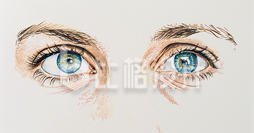 黄色手绘风眼睛插画