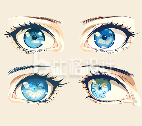 黄色手绘风眼睛插画