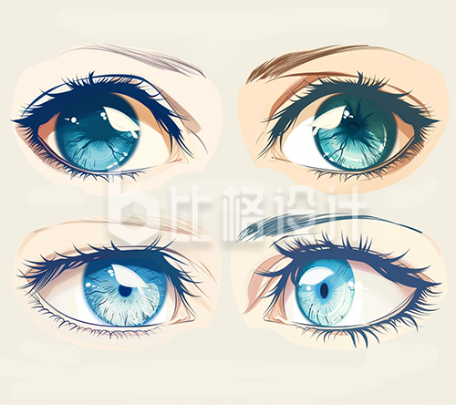 黄色手绘风眼睛插画