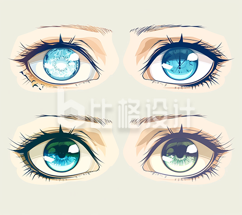 黄色手绘风眼睛插画