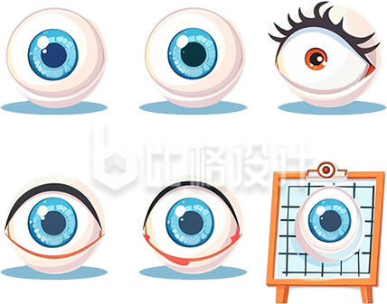 蓝色手绘风眼睛插画