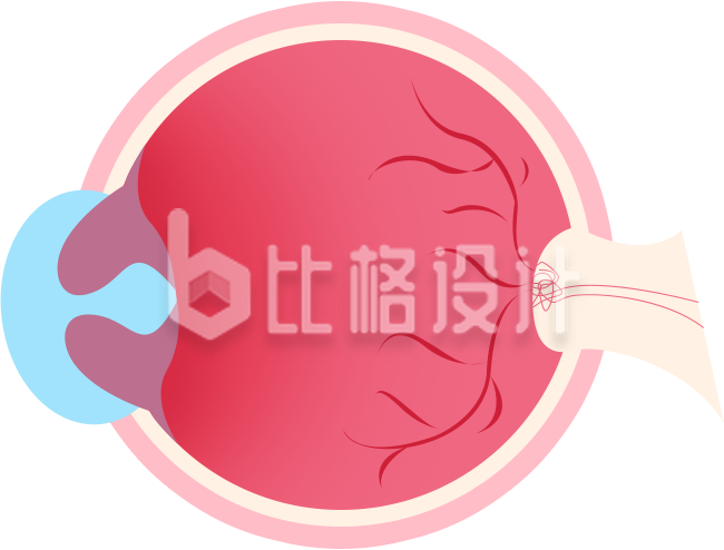 眼球视力红色手绘插画