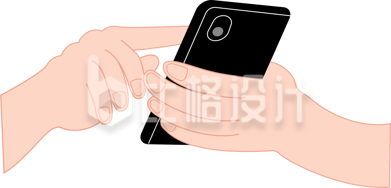 手拿手机看手机手绘插画