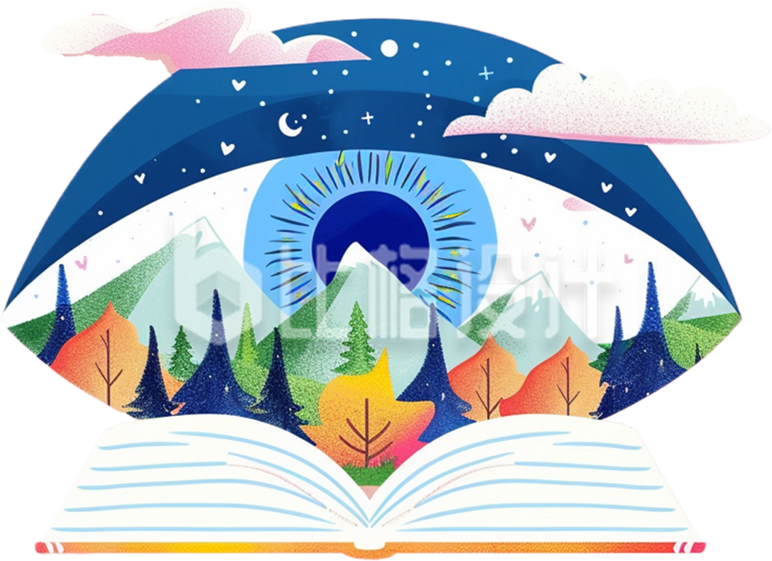 书本上的眼睛抽象插画