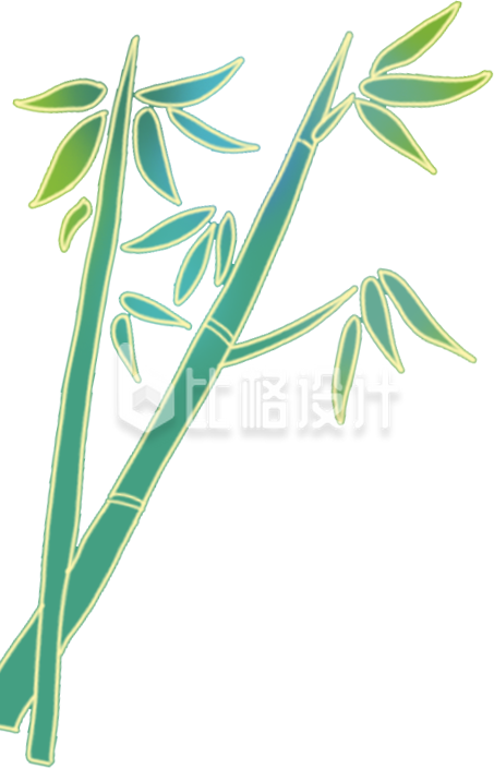 绿色手绘风竹子竹叶插画