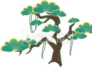 绿色手绘风松树插画