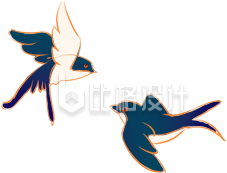 黑色手绘风燕子插画春季