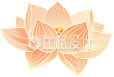 黄色手绘风荷花插画