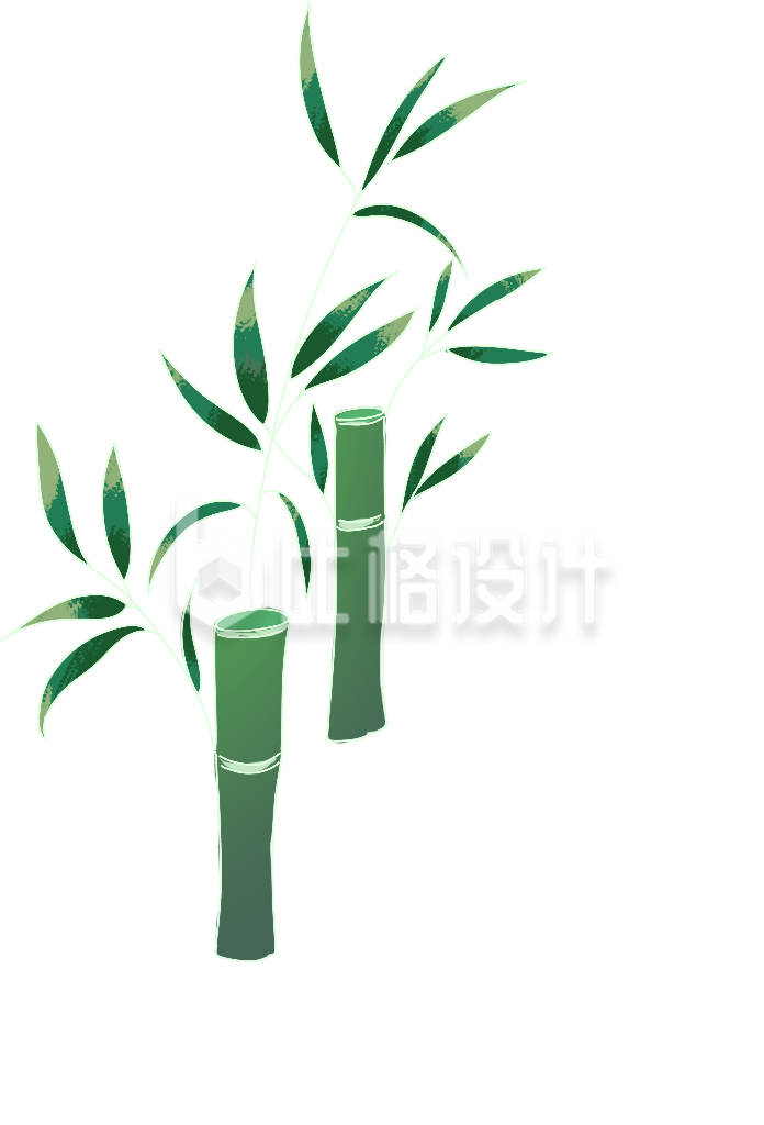 绿色手绘风竹子插画