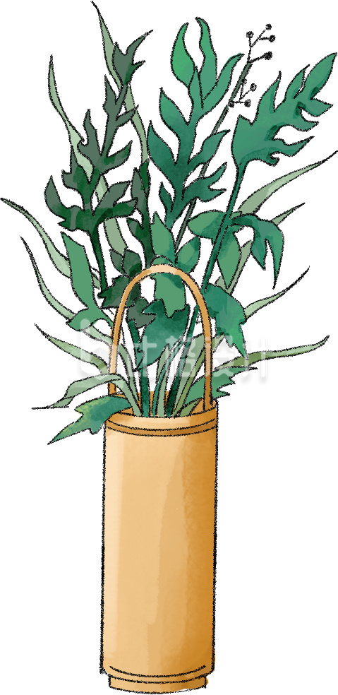 绿色手绘风端午节艾草习俗插画