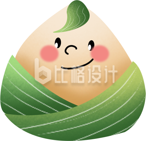 绿色可爱风端午节粽子插画