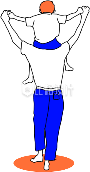 蓝色手绘风父亲节插画