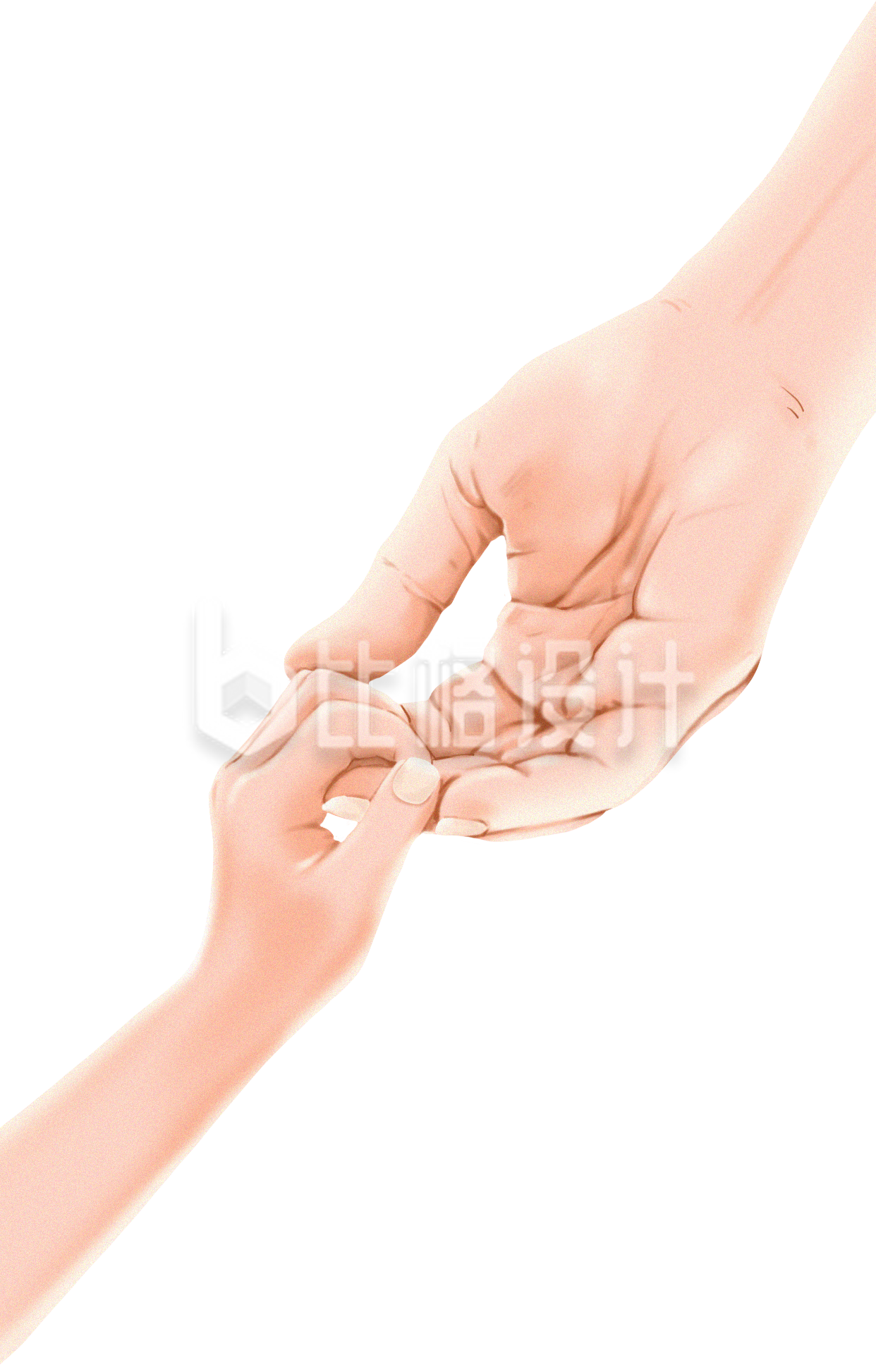 粉色手绘风手拉手插画
