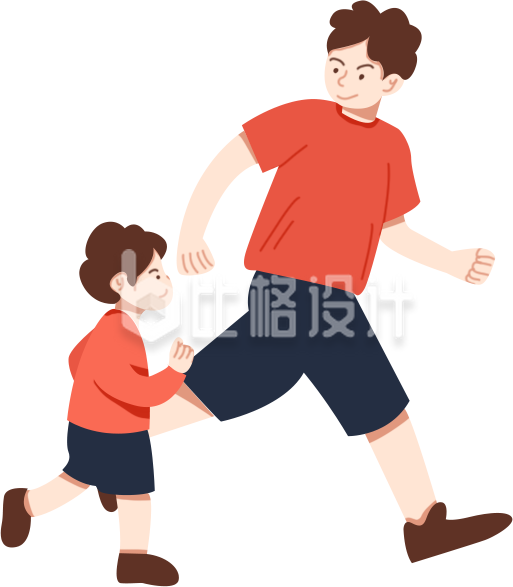 黄色手绘风父亲节奔跑插画
