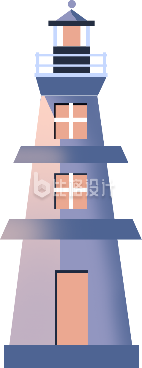 紫色灯塔插画