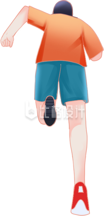 黄色手绘风男生奔跑插画