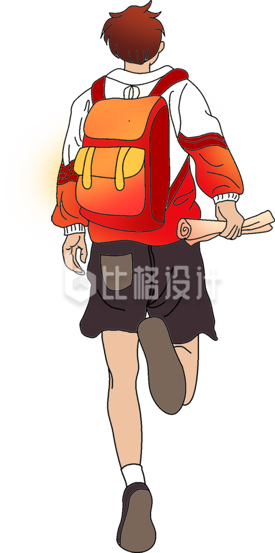 橙色手绘风男生插画