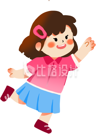 粉色手绘风儿童节可爱女孩插画