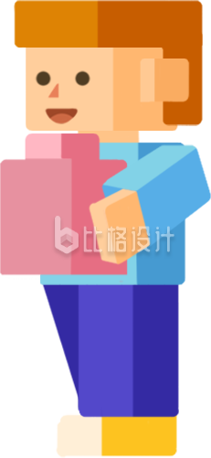 黄色手绘风积木玩具插画