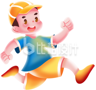 蓝色手绘风男孩插画
