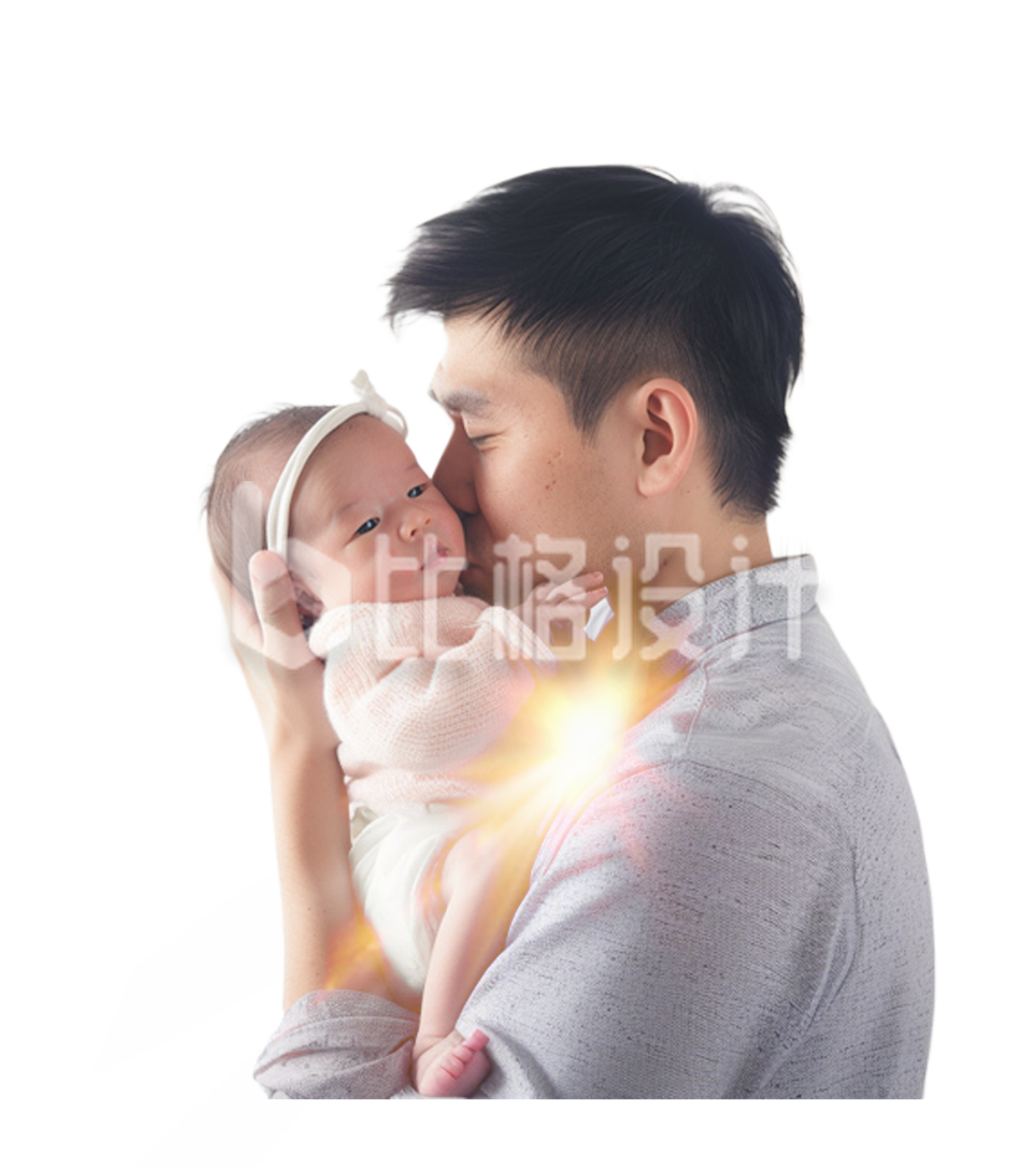 父亲节父亲抱着婴儿实景免抠人物