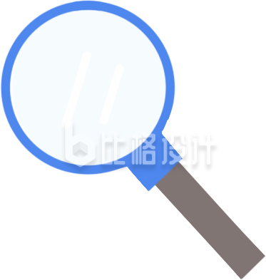 蓝色放大镜插画