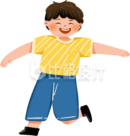 黄色可爱风男生插画
