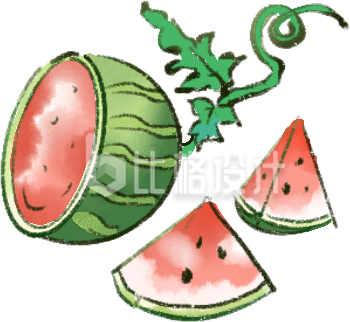 红色水彩风西瓜夏季宣传插画