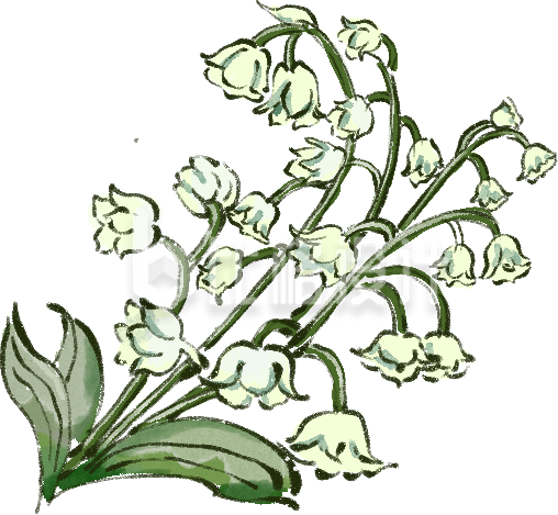 绿色手绘风铃兰花插画