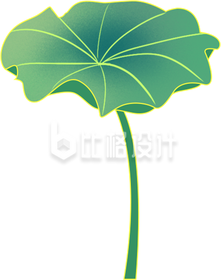 绿色手绘风荷叶夏季节气宣传插画