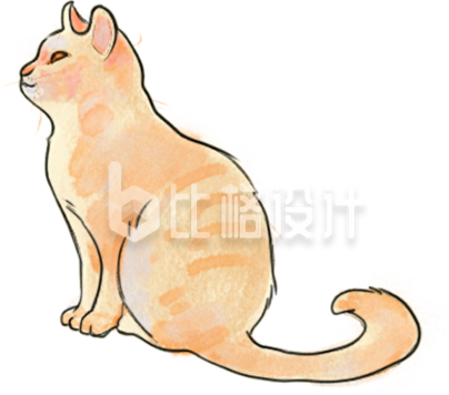 黄色手绘风猫咪插画
