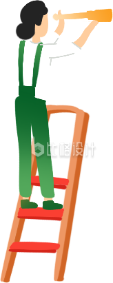绿色扁平风家政服务插画