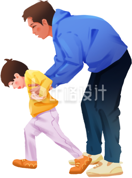 蓝色手绘风父亲节插画
