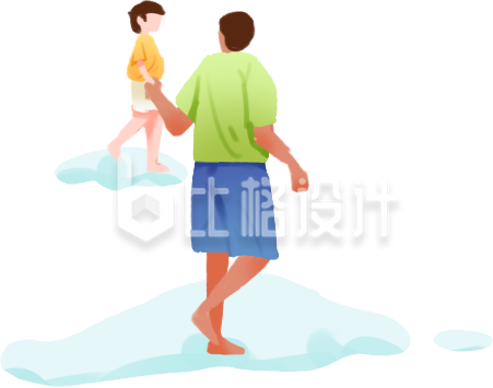 绿色手绘风父亲节插画