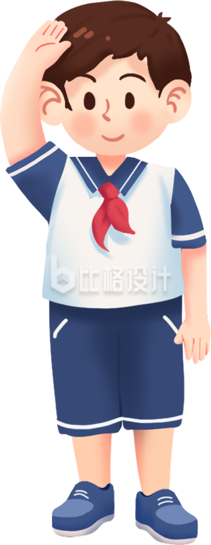 蓝色手绘风男孩学生插画