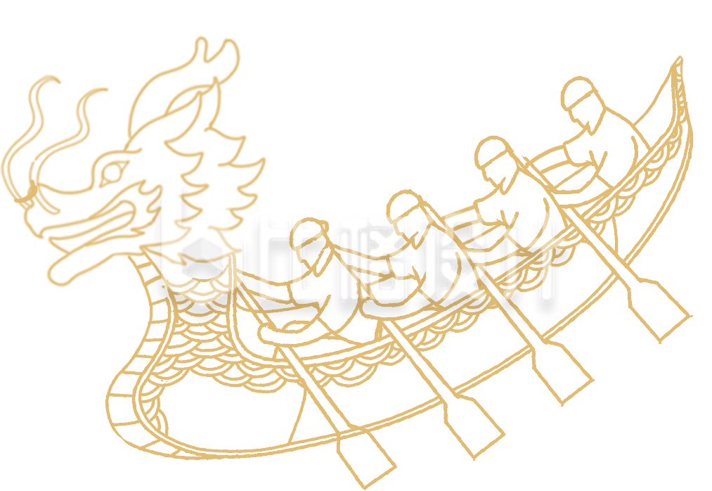 黄色手绘风龙舟比赛插画