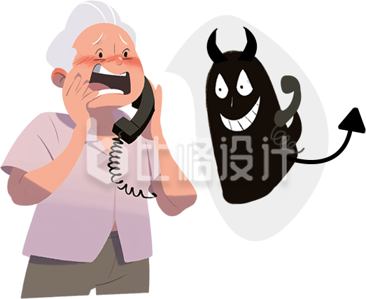 老人受骗注意事项手绘插画
