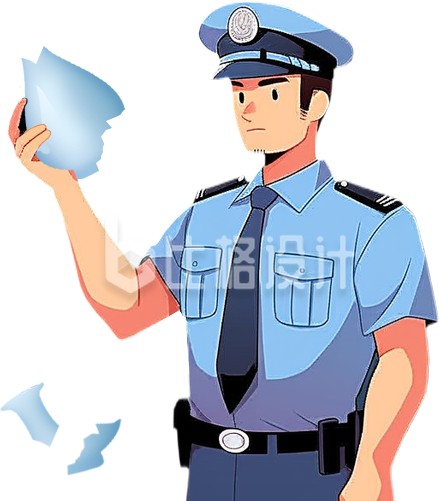 警察拿着花瓶受骗手绘插画