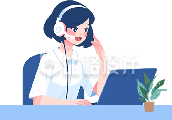 客服工作手绘插画