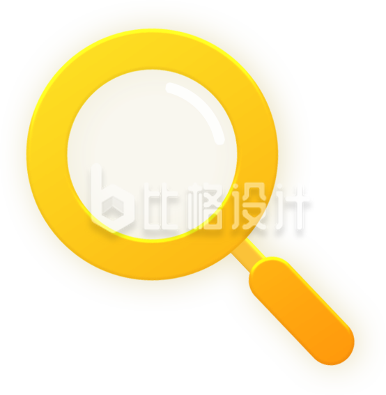 黄色放大镜手绘插画