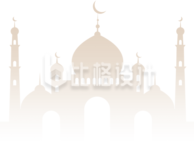 古尔邦节建筑渐变手绘插画