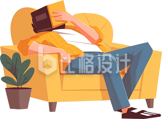 职场打工人休息手绘插画
