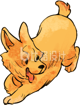 黄色手绘风小狗插画宠物