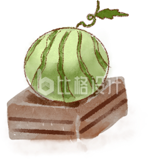 绿色手绘风西瓜插画