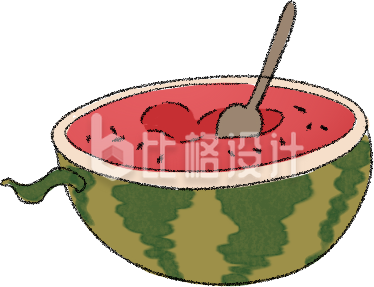绿色手绘风夏季西瓜插画