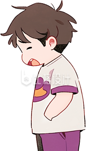 可爱小男孩问路手绘插画