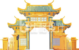 建筑旅游风景名胜古迹手绘插画