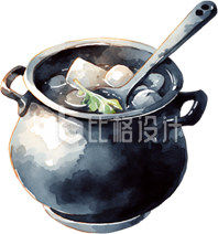 煲汤罐子手绘插画