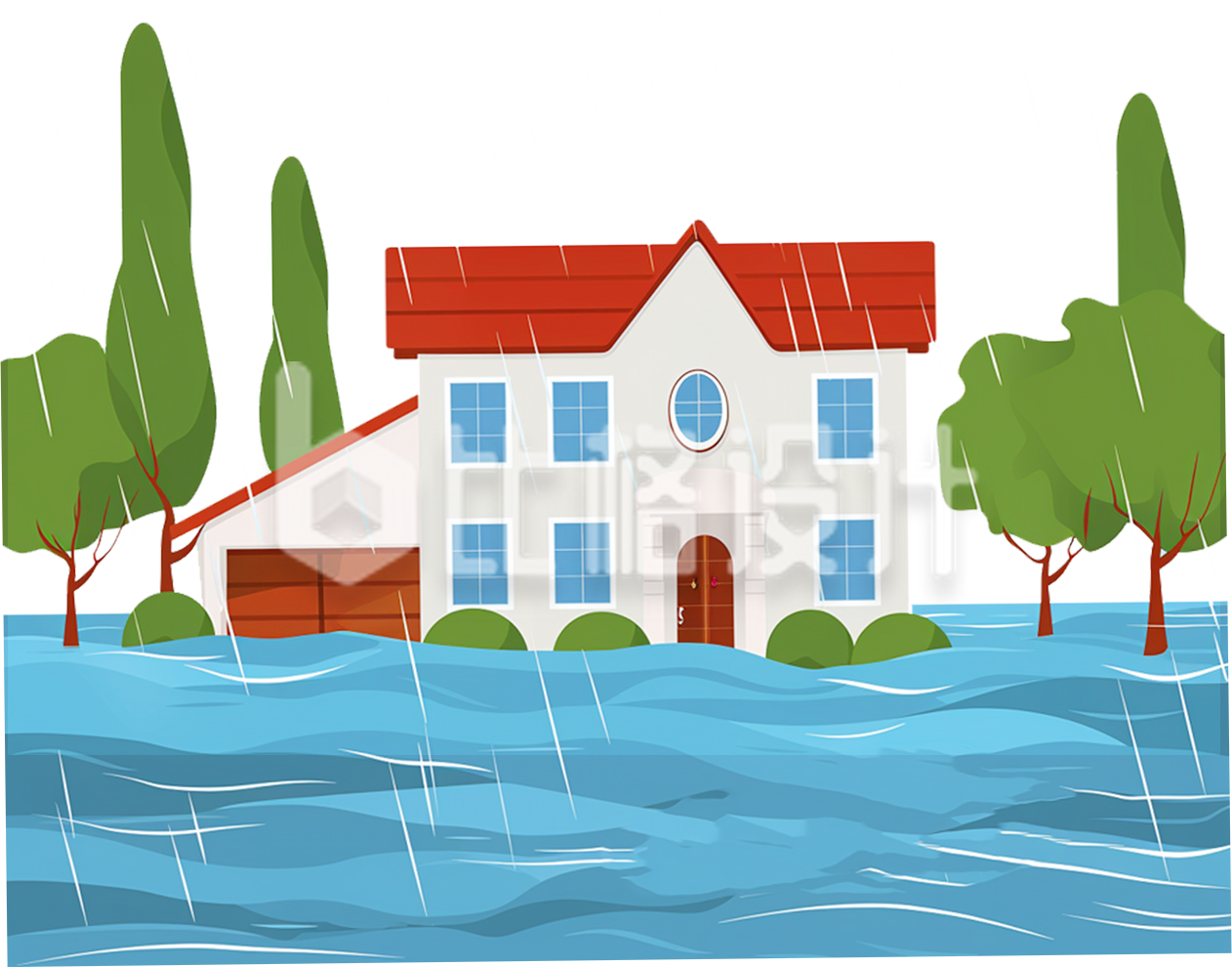 下暴雨洪水漫过房屋