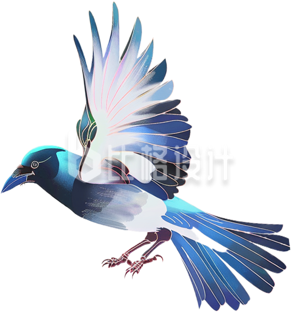 手绘喜鹊
